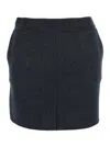 Semicouture Ilaria Grey Skirt With Side Pockets In Wool Woman In Black