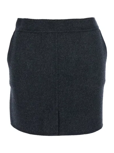 SEMICOUTURE 'ILARIA' GREY SKIRT WITH SIDE POCKETS IN WOOL WOMAN