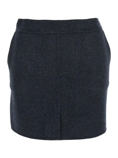 Semicouture Ilaria Grey Skirt With Side Pockets In Wool Woman In Gray