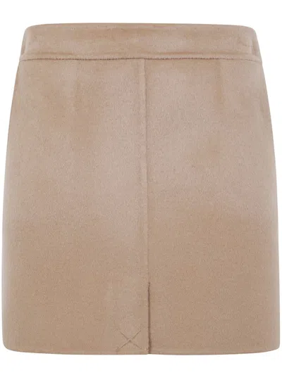 Semicouture High Waist Mini Skirt With Seam Design In Brown