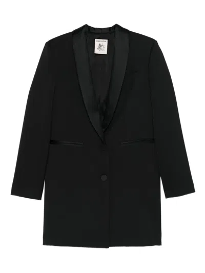 Semicouture Lapel Long-sleeved Suit Jacket In Black