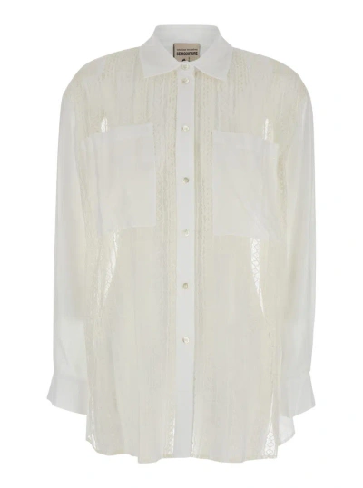 Semicouture Inserted Lace Shirt In White
