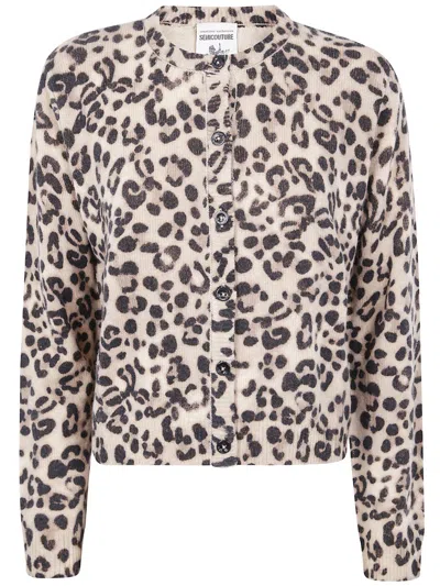 Semicouture "irmine" Cardigan Clothing In Animal Print