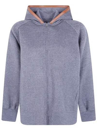 Semicouture Double-layer Wool Hooded Bomber Jacket In Gray