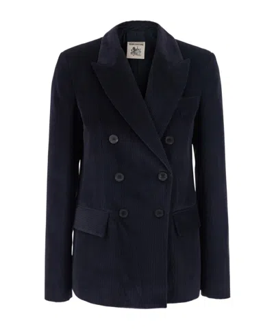 Semicouture Jacket In Corduroy With Collar And Long Sleeves In Multi