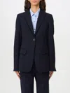 Semicouture Blue Single Breasted Jacket With Classic Lapels In Tech Fabric Woman In Blau