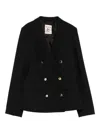 Semicouture Tailored Double-breasted Blazer With Gold-tone Buttons In Black