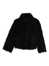 Semicouture Cropped Jacket With Plush Textured Fabric In Black