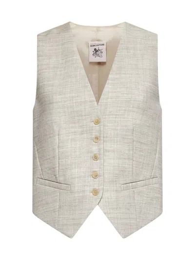 Semicouture Vest In Falso Unito Ecru