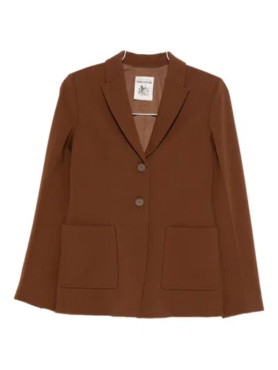Semicouture Single-breasted Blazer In Brown