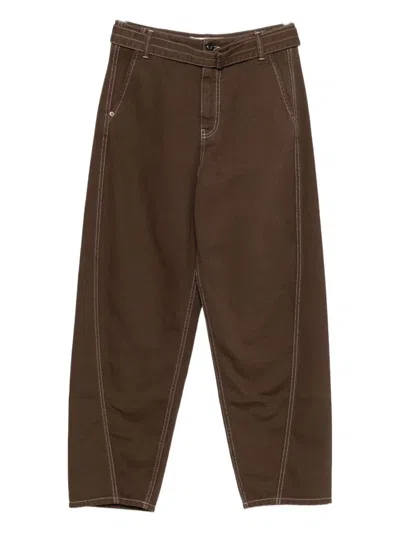 Semicouture Denim Trousers With Belt Loops In Brown