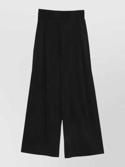 Semicouture Jhonny Cotton Trousers Wide Leg Style In Black