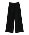 Semicouture Wide-leg Cropped Trousers With Elastic Waistband In Black