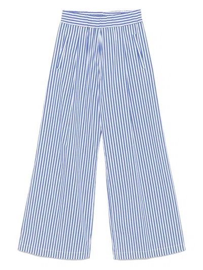 Semicouture Jhonny Striped Cotton Trousers In Blue