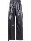 Semicouture Wide Leg Faux Leather Trousers In Black
