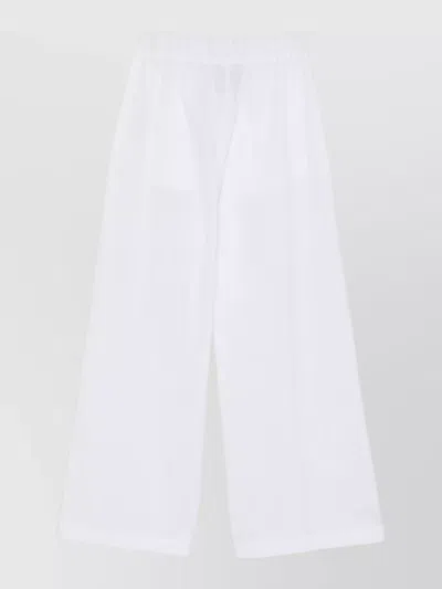 Semicouture Jhonny Wide Leg Cotton Tailored Trousers In White