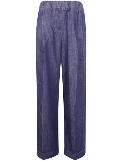 Semicouture Elastic-waistband Pocket Boyfriend Jeans In Blue