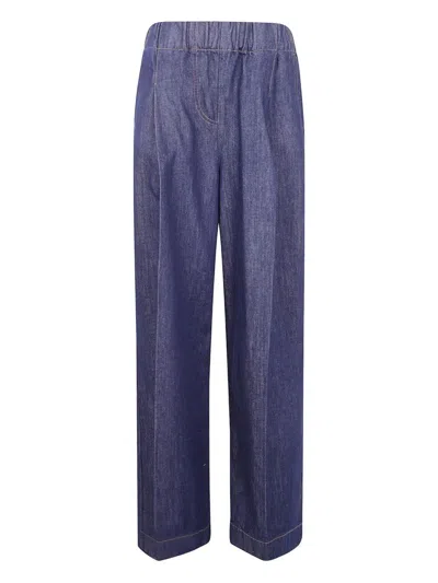 Semicouture Elastic-waistband Pocket Boyfriend Jeans In Purple