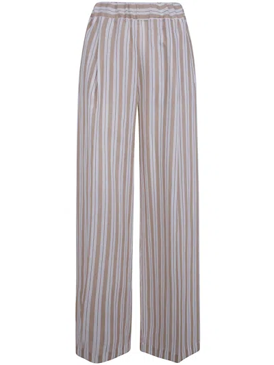 Semicouture "johnny" Elastic Linen Trousers In Gray