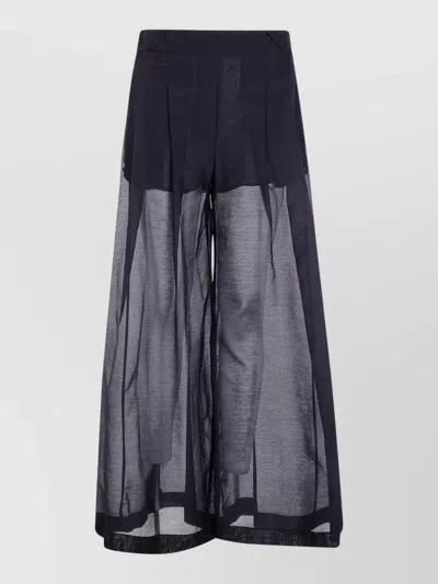 Semicouture Johnny Muslin High Rise Sheer Shorts In Blue