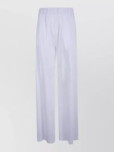 Semicouture Johnny Pleated Popeline Cotton Wide Trousers In White