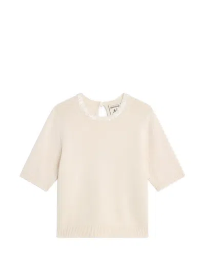 Semicouture Kate Sequin-embellished Sweater In Neutral
