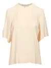 Semicouture Keyhole-neckline Short-sleeve Top In Neutral