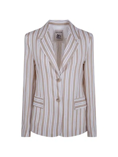 Semicouture Kitty Striped Blazer In Neutral
