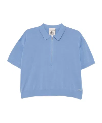 Semicouture Knit Polo Shirt In Blue