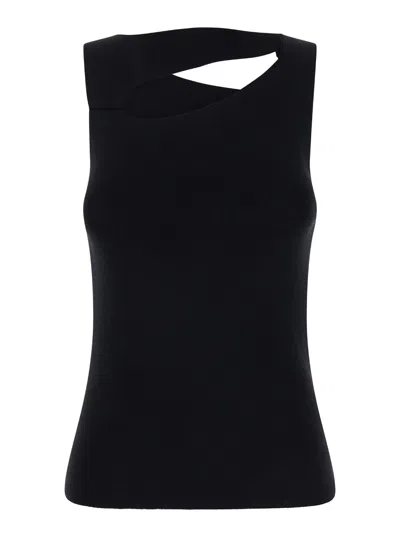 SEMICOUTURE BLACK SLEEVELESS TOP WITH CUT-OUT AT THE FRONT AND BACK IN VISCOSE BLEND WOMAN