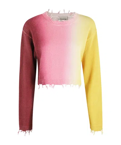 Semicouture Knit Sweater With Worn Neck In Multi