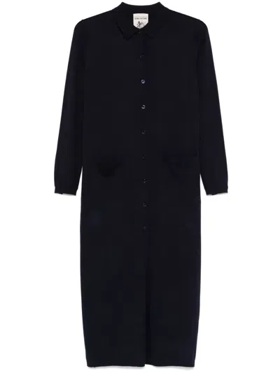 Semicouture Knitted Midi Dress In Blue