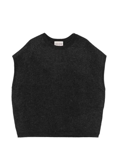 Semicouture Knitted Sleeveless Sweater In Black