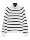 Semicouture Knitted Sweater With Ribbed Turtleneck And Striped Detailing In White