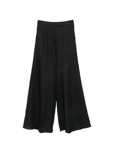 Semicouture Kym Linen Trousers In Black