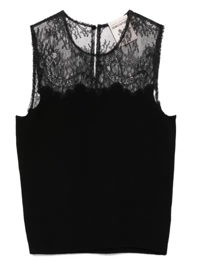 Semicouture Lace-detailed Top In Black