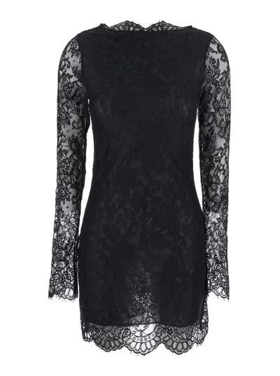 Semicouture Lace Midi Dress In Black