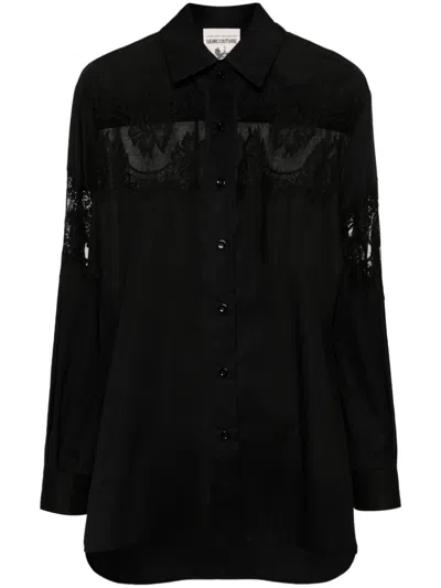 Semicouture Lace-panel Shirt In Black