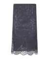 Semicouture Sheer Lace Overlay Skirt With Scalloped Hem In Blue