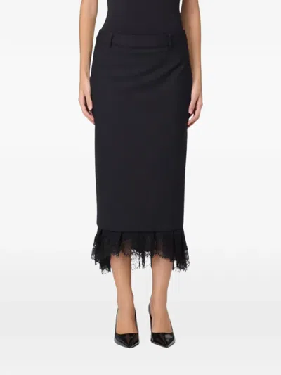 Semicouture Lace-trim Midi Skirt In Animal Print