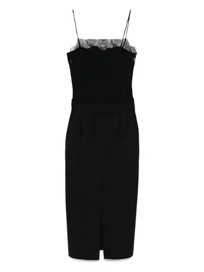 Semicouture Lace-trimmed Dress In Black