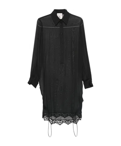Semicouture Lace-trimmed Shirt In Black