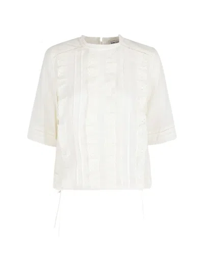Semicouture Lace-trim Ruffled Blouse In White