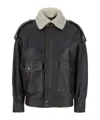 Semicouture Lapel Leather Jacket In Black