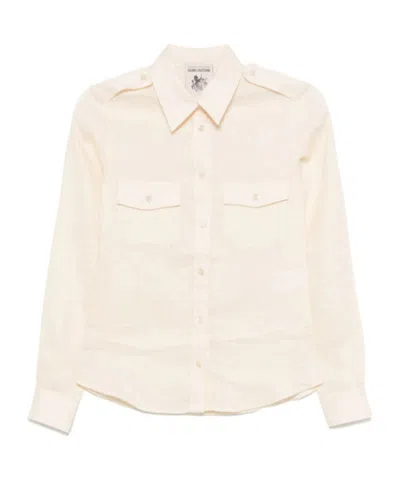 Semicouture Lapel Long Sleeve Shirt In 中性色