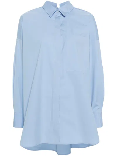 Semicouture Lara Drop-shoulder Cotton Shirt In 蓝色