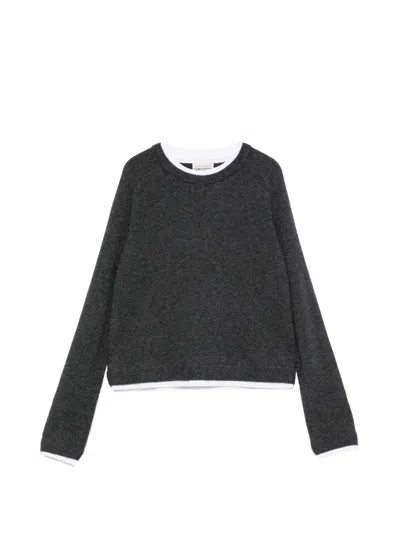 Semicouture Layered-effect Raglan-sleeve Sweater In Black