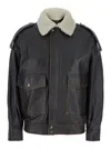 Semicouture Lapel Leather Jacket In Black