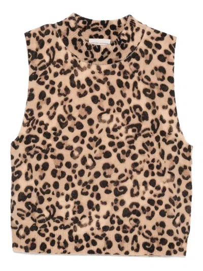 Semicouture Leopard-print Sleeveless Top In Brown