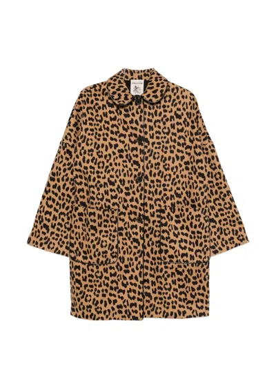 Semicouture Leopard-print Button-up Coat In Multi